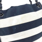 CHANEL 2.55金具 ボーダー カバン 肩掛け トートバッグ Wチェーン ショルダーバッグ ナイロンキャンバス ユニセックス ブラック