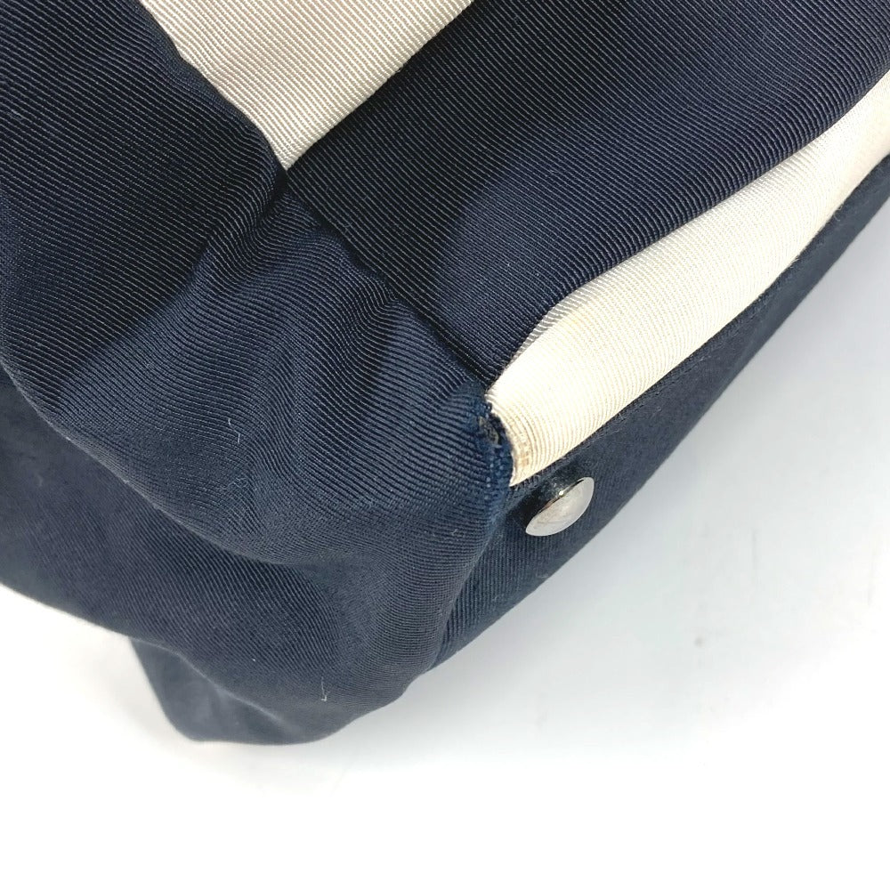 CHANEL 2.55金具 ボーダー カバン 肩掛け トートバッグ Wチェーン ショルダーバッグ ナイロンキャンバス ユニセックス ブラック