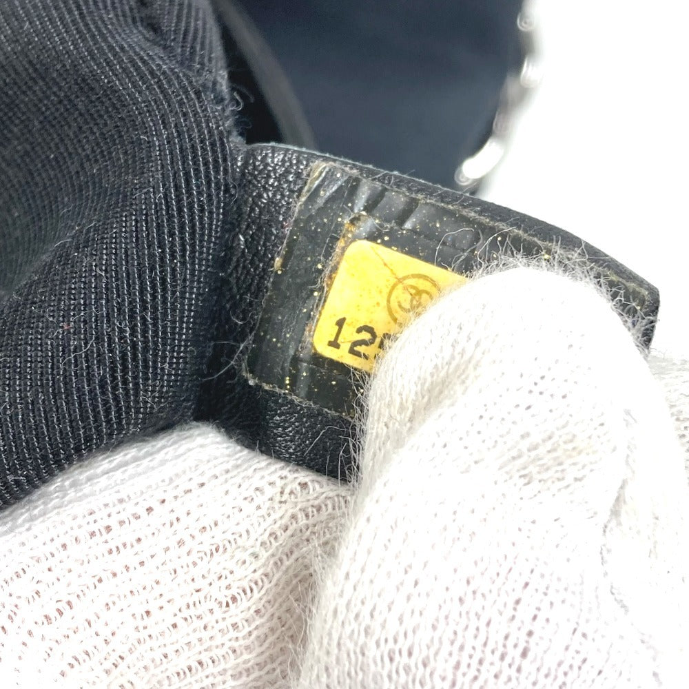 CHANEL 2.55金具 ボーダー カバン 肩掛け トートバッグ Wチェーン ショルダーバッグ ナイロンキャンバス ユニセックス ブラック