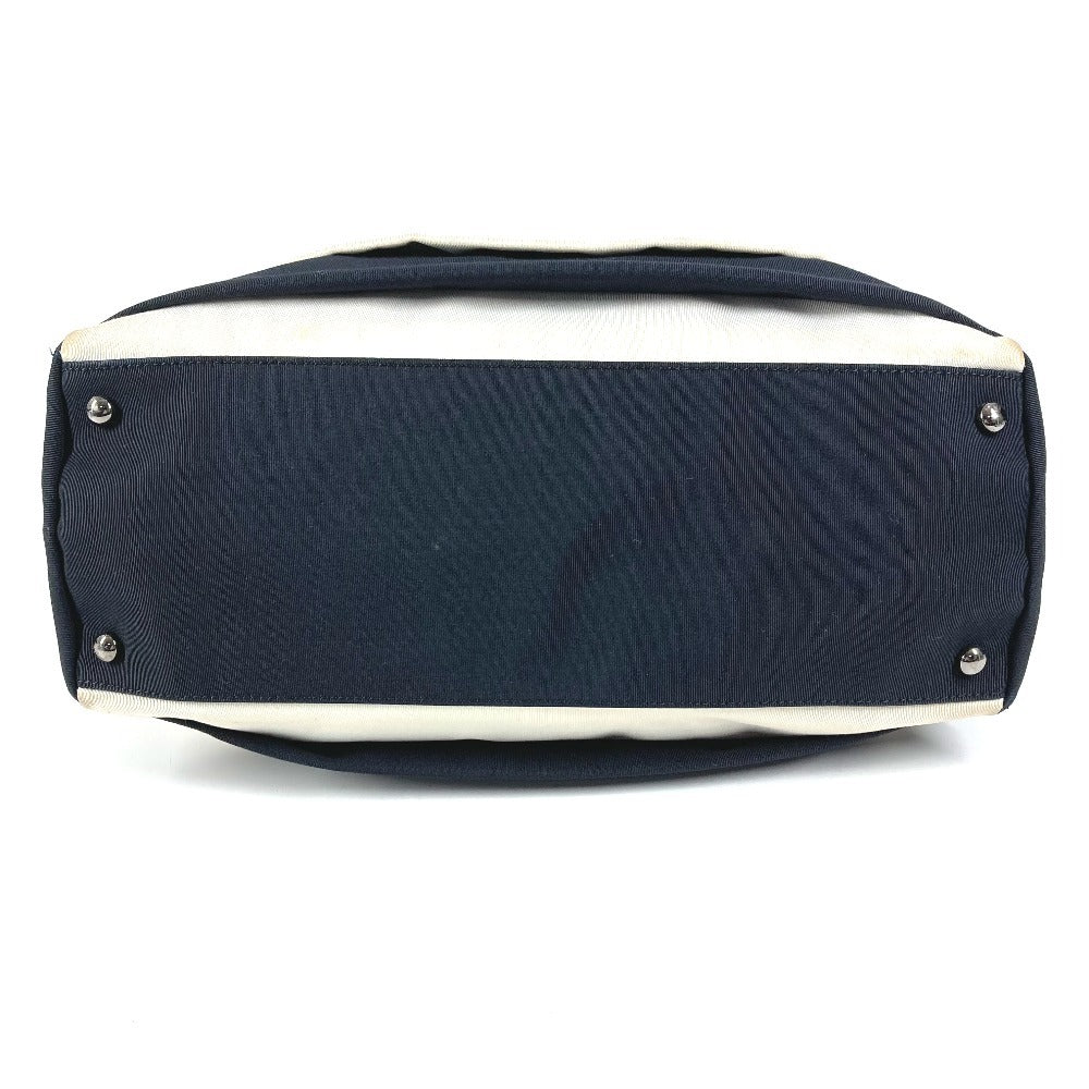 CHANEL 2.55金具 ボーダー カバン 肩掛け トートバッグ Wチェーン ショルダーバッグ ナイロンキャンバス ユニセックス ブラック