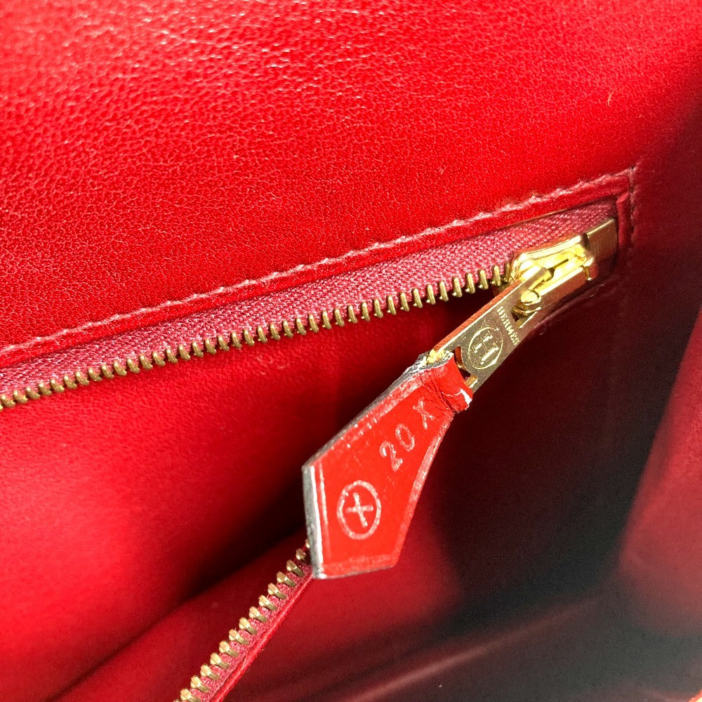 HERMES ヴィンテージ メドール ロゴ フラップ カバン セカンドバッグ ポーチ クラッチバッグ ボックスカーフ ユニセックス ブラウン系
