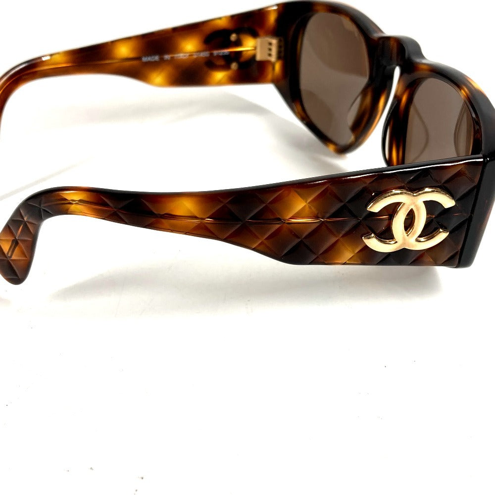 CHANEL 01450 ヴィンテージ CC ココマーク ロゴ マトラッセ キルティング めがね メガネ アイウェア 眼鏡 べっ甲柄 サングラス プラスチック ユニセックス ブラウン