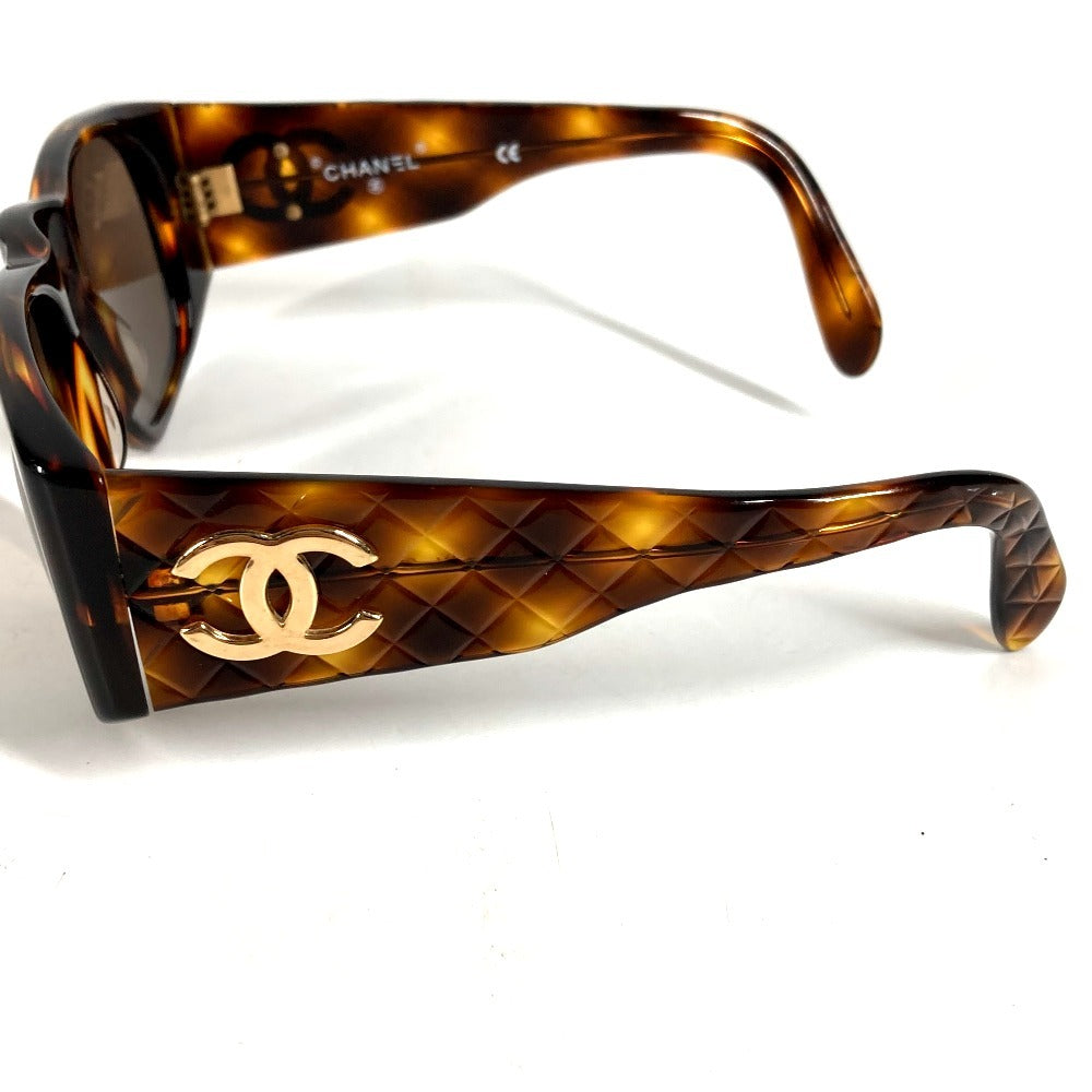 CHANEL 01450 ヴィンテージ CC ココマーク ロゴ マトラッセ キルティング めがね メガネ アイウェア 眼鏡 べっ甲柄 サングラス プラスチック ユニセックス ブラウン