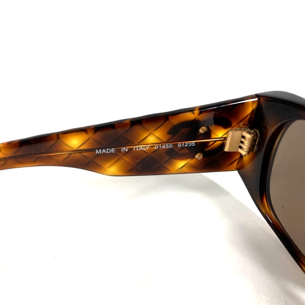 CHANEL 01450 ヴィンテージ CC ココマーク ロゴ マトラッセ キルティング めがね メガネ アイウェア 眼鏡 べっ甲柄 サングラス プラスチック ユニセックス ブラウン