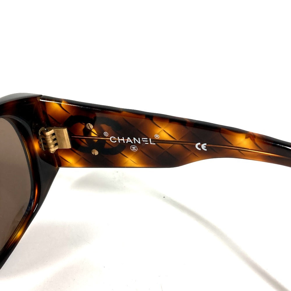 CHANEL 01450 ヴィンテージ CC ココマーク ロゴ マトラッセ キルティング めがね メガネ アイウェア 眼鏡 べっ甲柄 サングラス プラスチック ユニセックス ブラウン