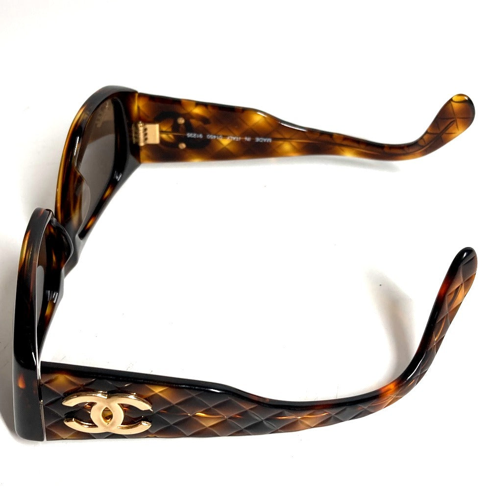 CHANEL 01450 ヴィンテージ CC ココマーク ロゴ マトラッセ キルティング めがね メガネ アイウェア 眼鏡 べっ甲柄 サングラス プラスチック ユニセックス ブラウン