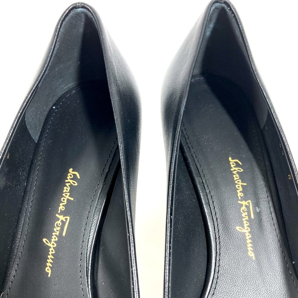 Salvatore Ferragamo 靴 シューズ ヒール パンプス レザー レディース ブラック