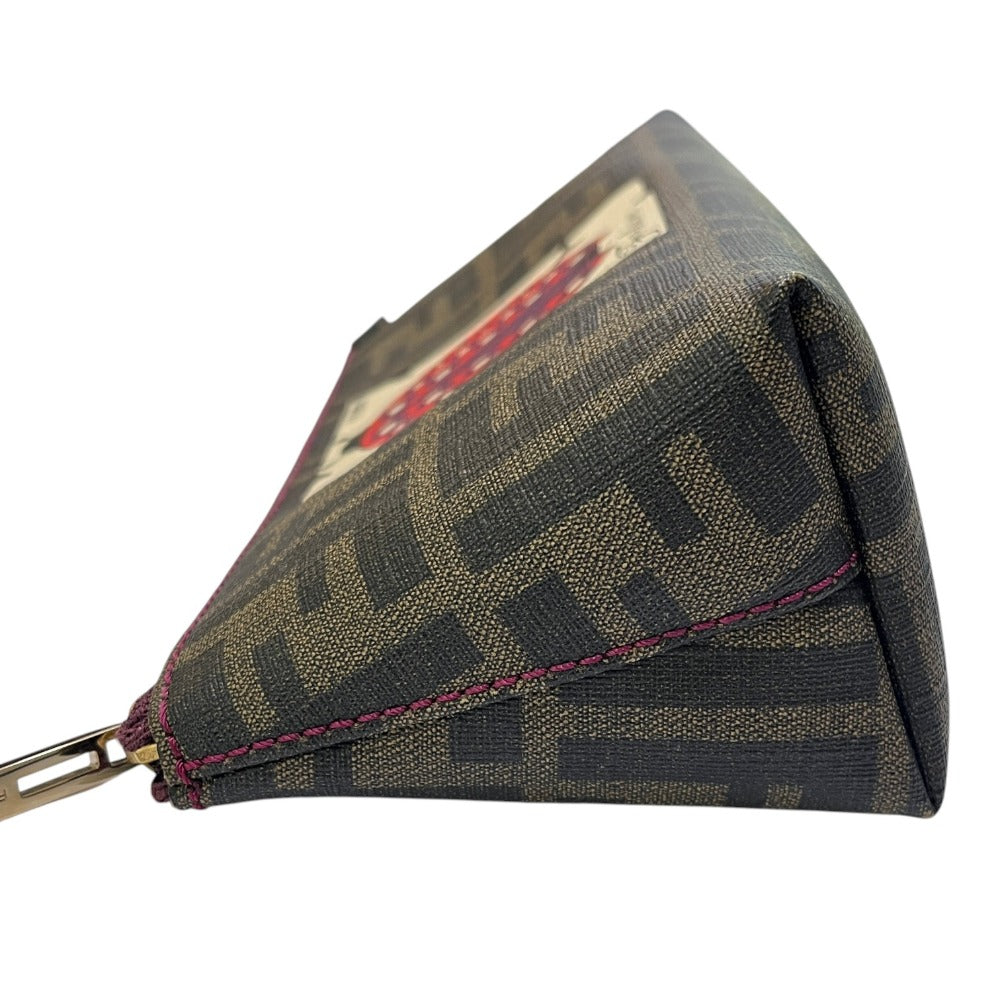 FENDI 7N0038 ズッカ ロゴ てんとう虫 ポーチ 小物入れ 収納 化粧ポーチ PVC ユニセックス ブラウン