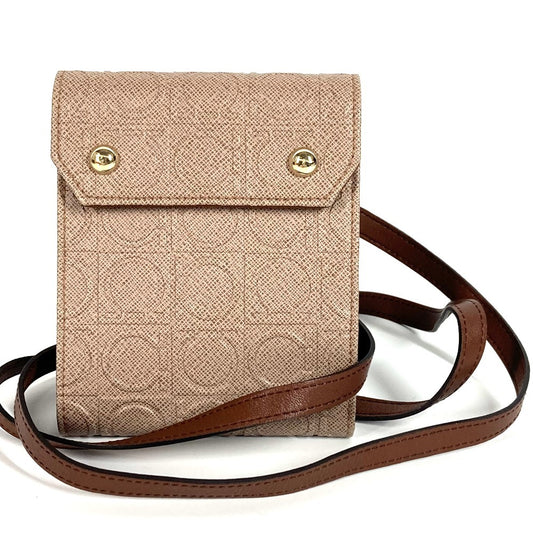 Salvatore Ferragamo ショルダーバッグ ショルダーウォレット ガンチーニ ロゴ コンパクトウォレット 3つ折り財布 レザー ユニセックス ベージュ系