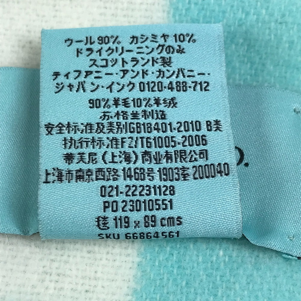 TIFFANY&Co. Blanket Interior Lap Blanket Fringe Logo Blanket Wool/Cashmere Unisex Blue
