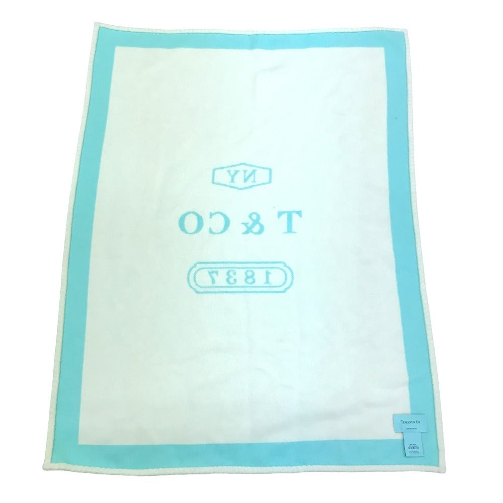 TIFFANY&Co. Blanket Interior Lap Blanket Fringe Logo Blanket Wool/Cashmere Unisex Blue