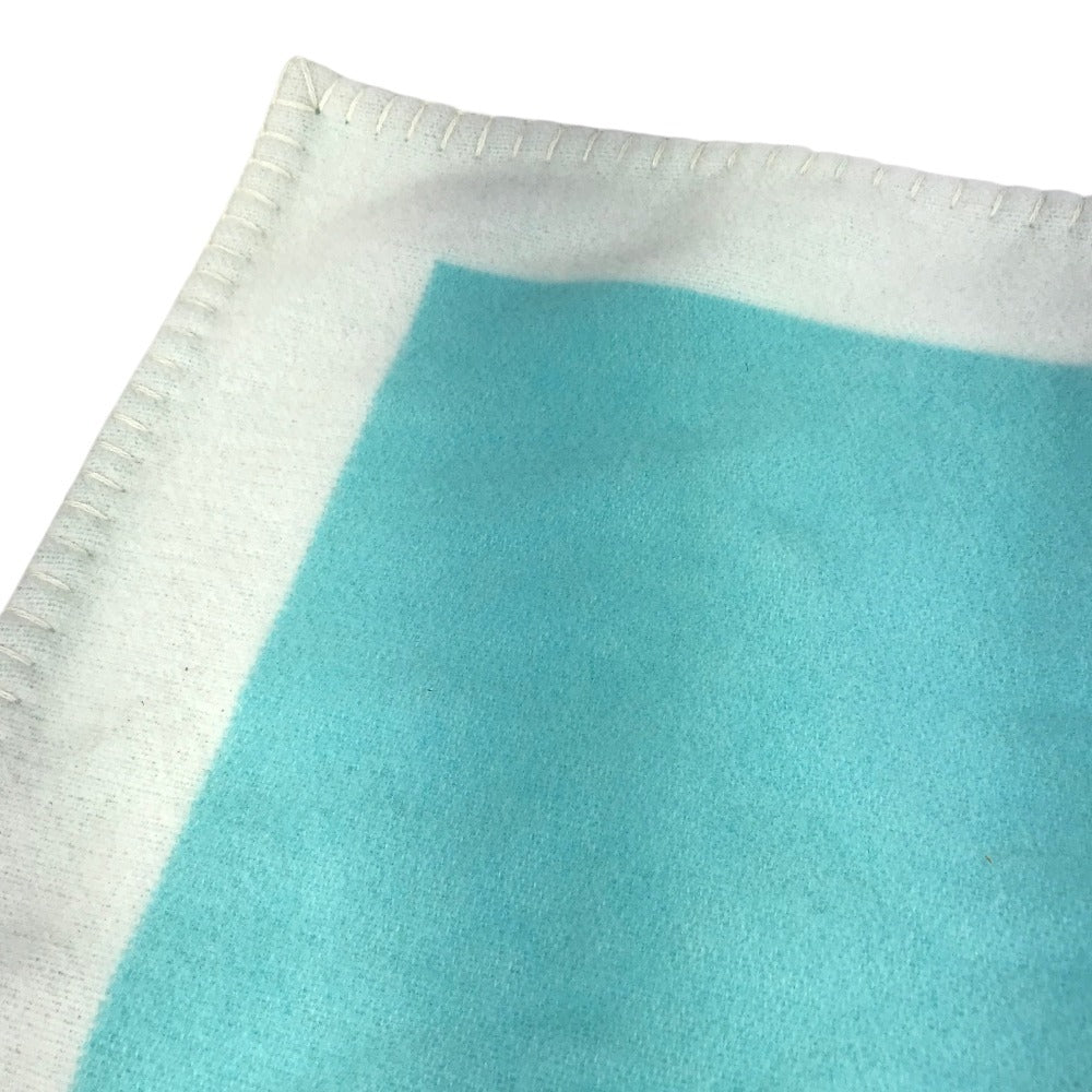 TIFFANY&Co. Blanket Interior Lap Blanket Fringe Logo Blanket Wool/Cashmere Unisex Blue