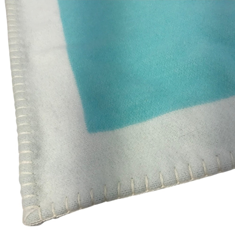 TIFFANY&Co. Blanket Interior Lap Blanket Fringe Logo Blanket Wool/Cashmere Unisex Blue