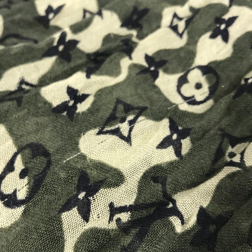 LOUIS VUITTON M74152 Monogramouflage Takashi Murakami Stole Fringed Scarf Camouflage Shawl Cashmere Unisex Green