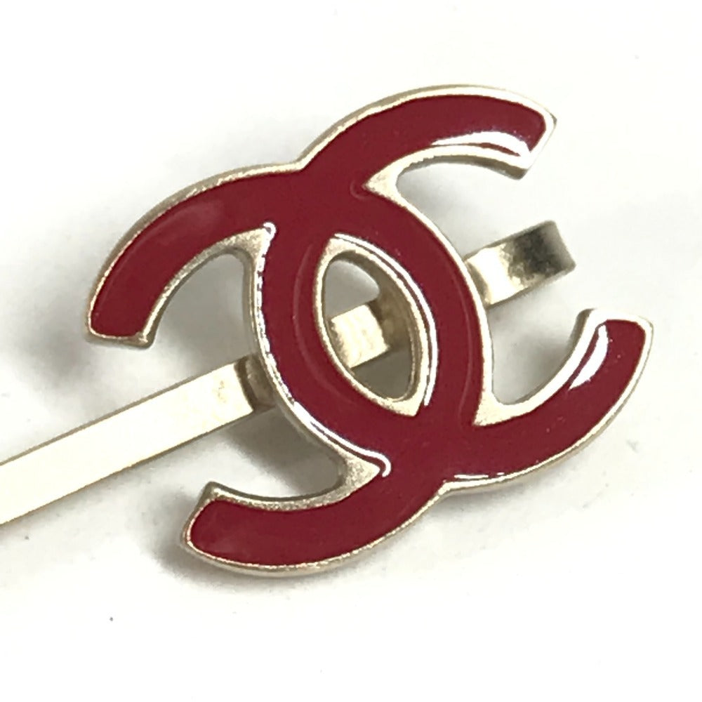 CHANEL CC Coco Mark Logo Accessory Hair Accessory Hairpin Metal Women's Red