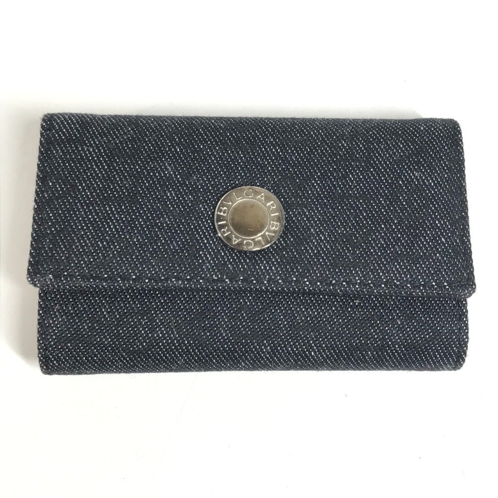 BVLGARI Logo Denim 6-Key Key Case Unisex Black