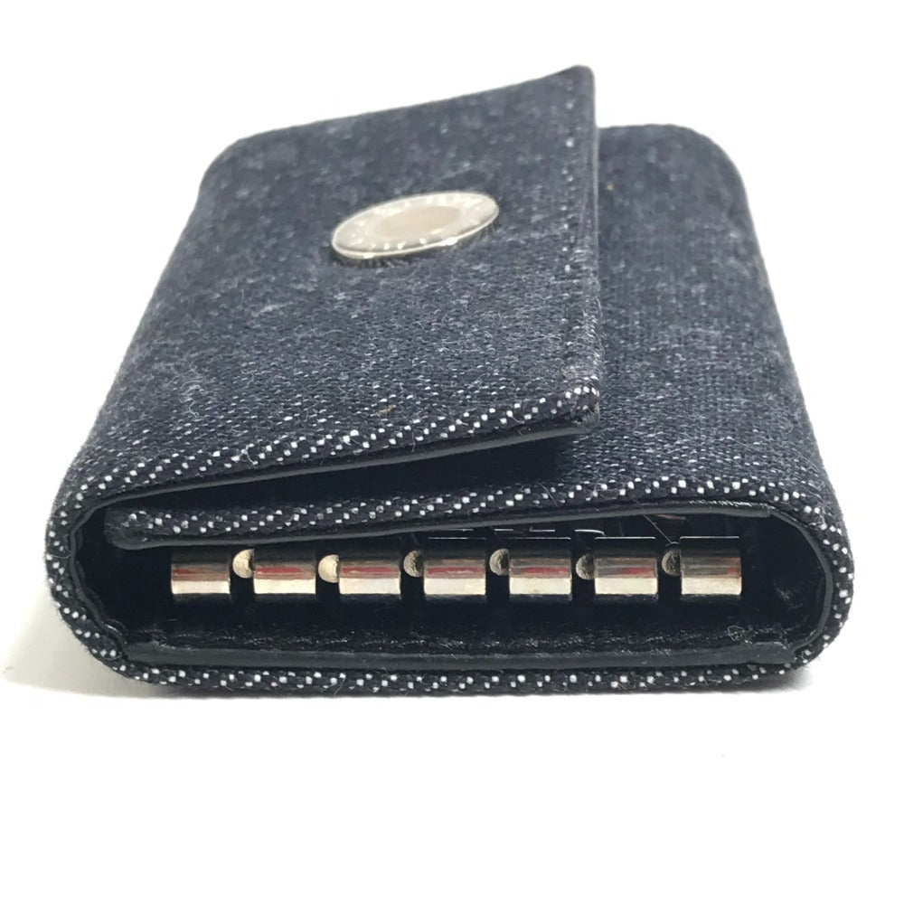 BVLGARI Logo Denim 6-Key Key Case Unisex Black