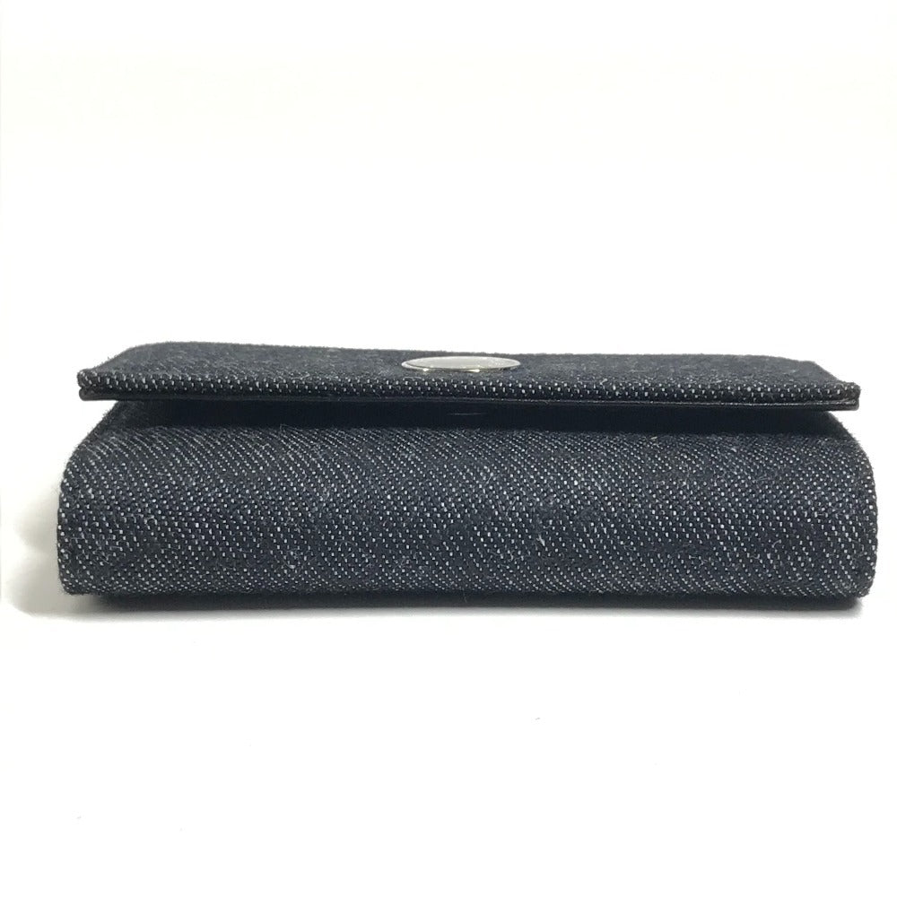 BVLGARI Logo Denim 6-Key Key Case Unisex Black