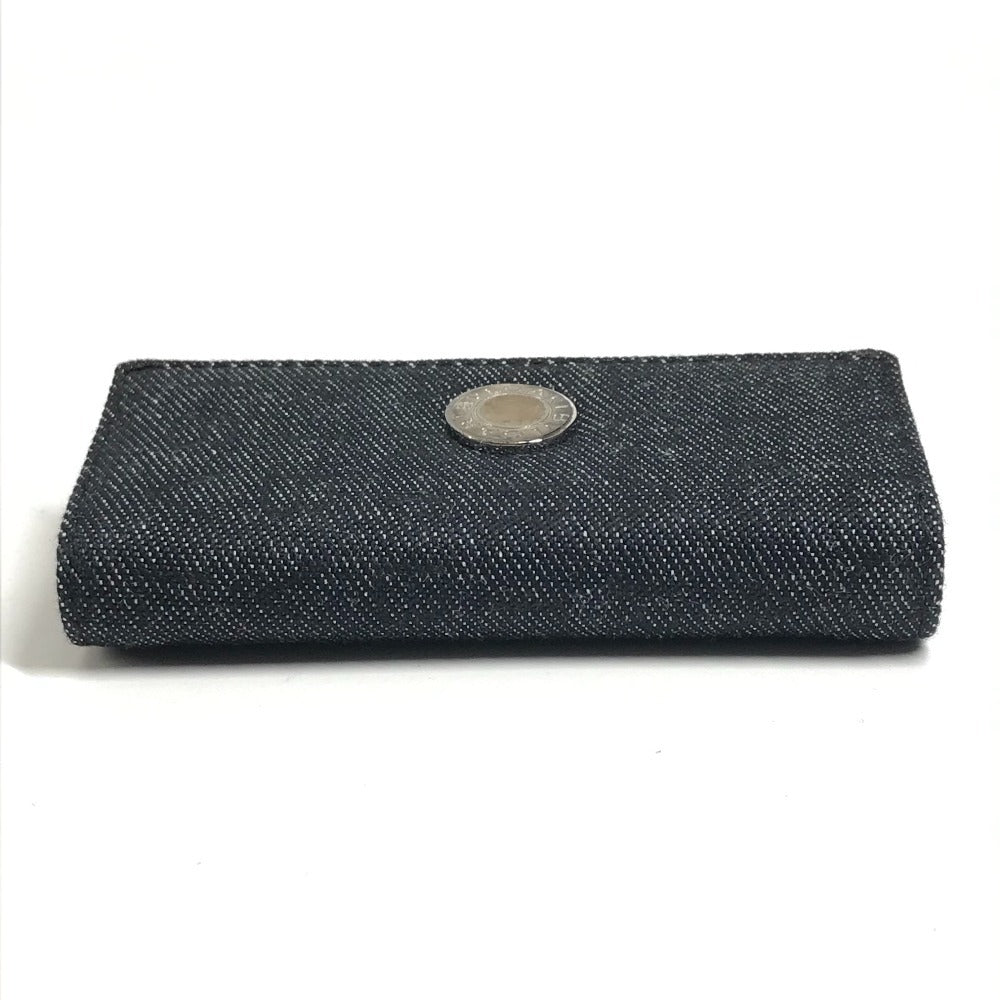 BVLGARI Logo Denim 6-Key Key Case Unisex Black