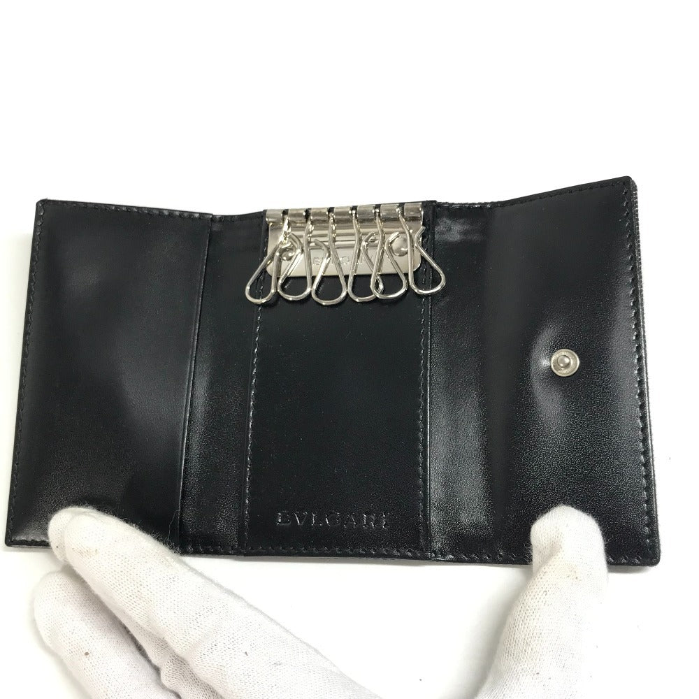 BVLGARI Logo Denim 6-Key Key Case Unisex Black