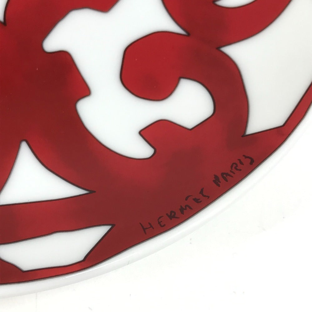 HERMES Guadarquivir 17cm Plate Tableware Dish Ceramic Unisex Red