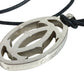 CARTIER T1220157 2C Decor Rhodium Finish Necklace Choker Leather Cord Accessory Pendant Top Metal Unisex Silver