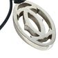CARTIER T1220157 2C Decor Rhodium Finish Necklace Choker Leather Cord Accessory Pendant Top Metal Unisex Silver