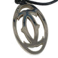 CARTIER T1220157 2C Decor Rhodium Finish Necklace Choker Leather Cord Accessory Pendant Top Metal Unisex Silver