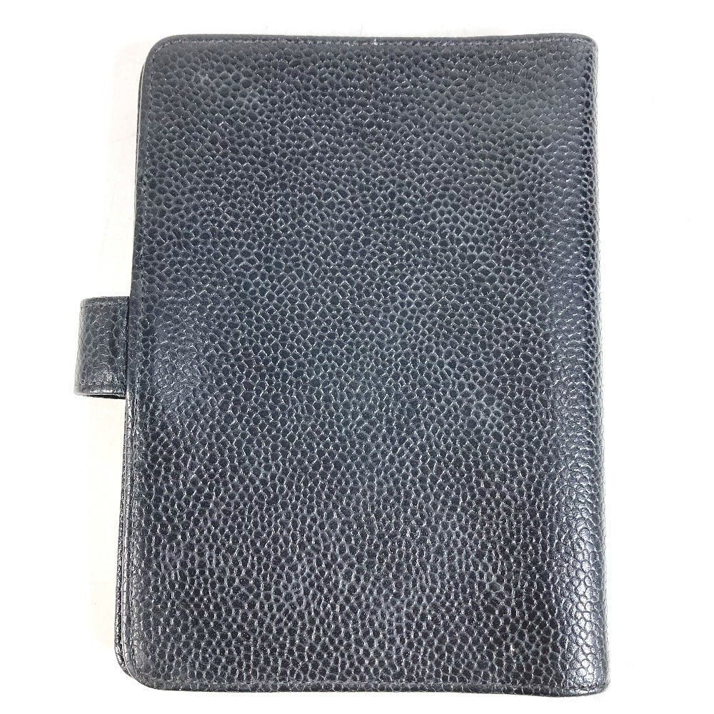 CHANEL CC Coco Mark Logo Stationery System Organizer Case Planner Cover Caviar Skin Unisex Black