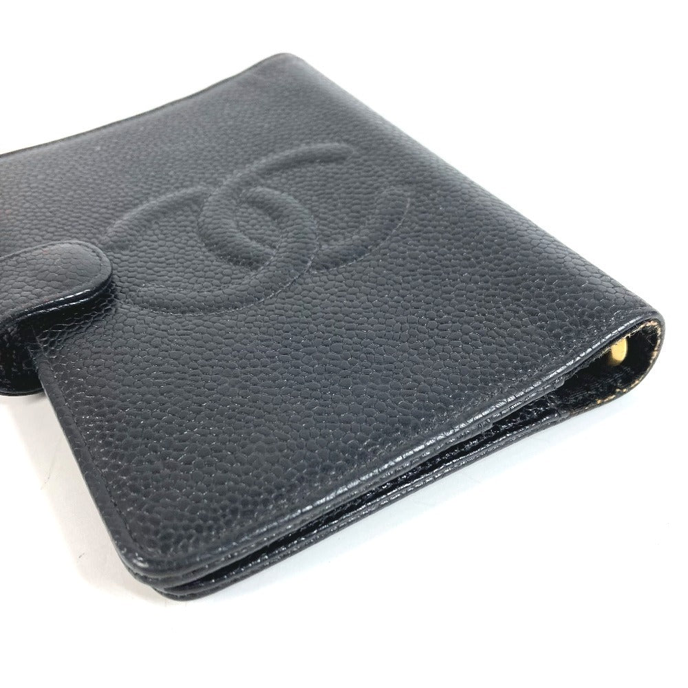CHANEL CC Coco Mark Logo Stationery System Organizer Case Planner Cover Caviar Skin Unisex Black