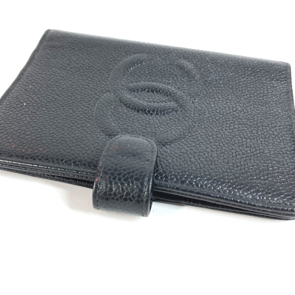 CHANEL CC Coco Mark Logo Stationery System Organizer Case Planner Cover Caviar Skin Unisex Black