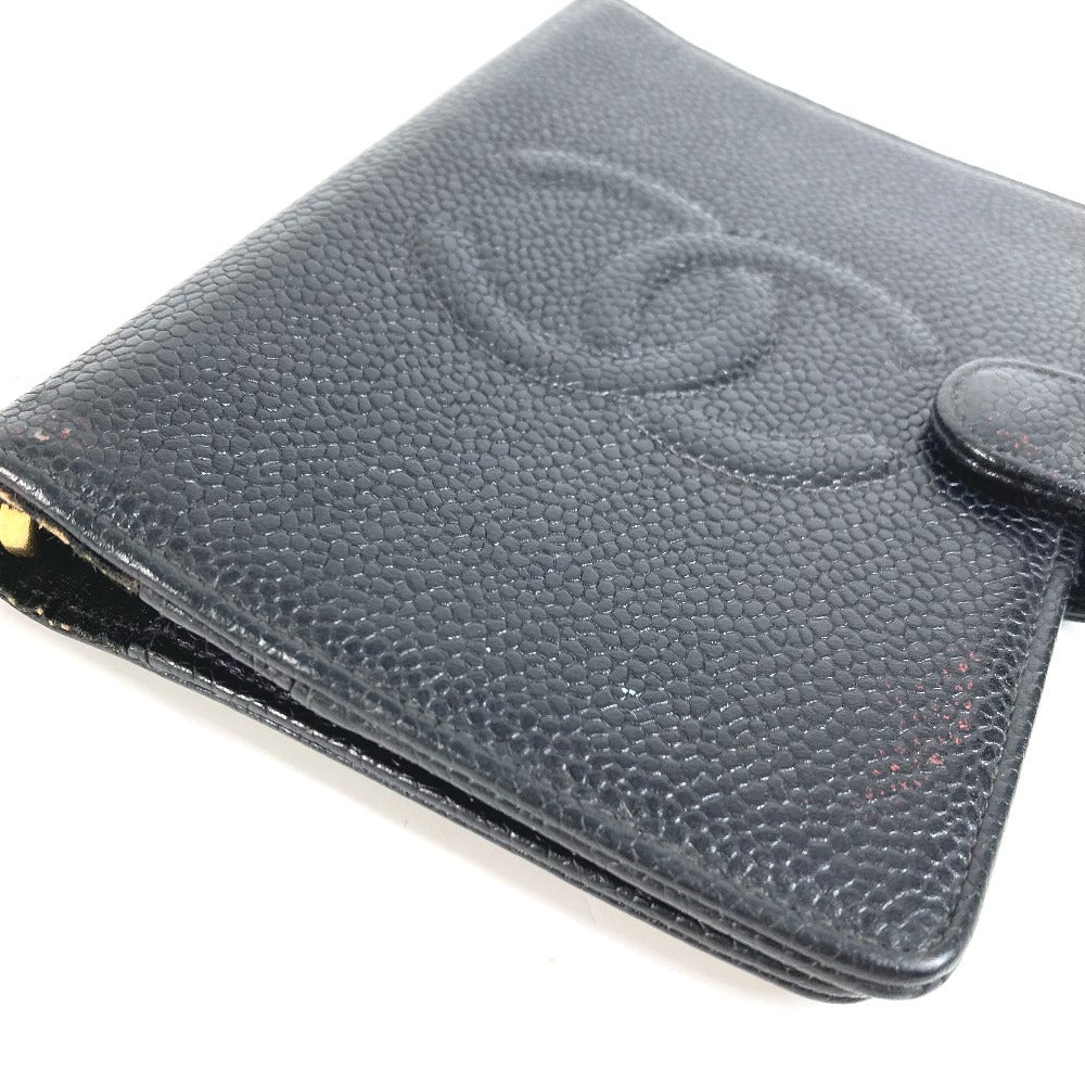 CHANEL CC Coco Mark Logo Stationery System Organizer Case Planner Cover Caviar Skin Unisex Black