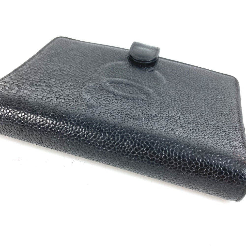 CHANEL CC Coco Mark Logo Stationery System Organizer Case Planner Cover Caviar Skin Unisex Black