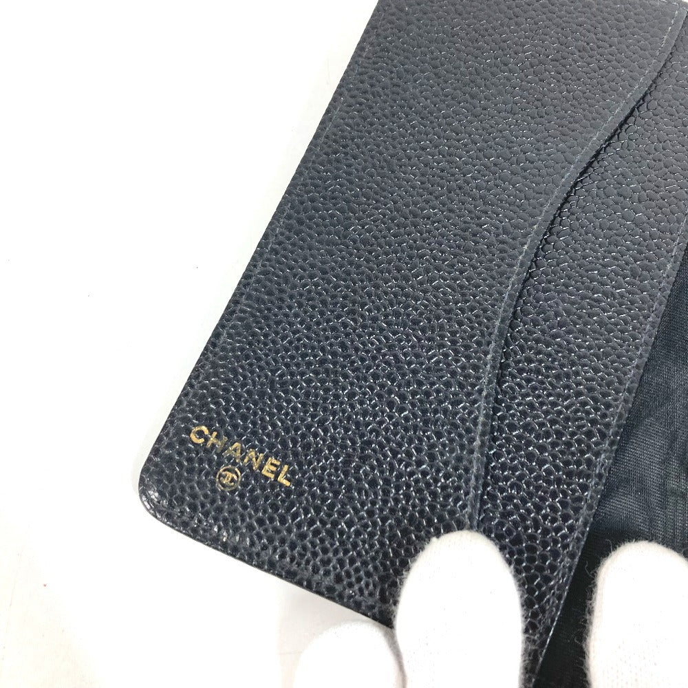 CHANEL CC Coco Mark Logo Stationery System Organizer Case Planner Cover Caviar Skin Unisex Black