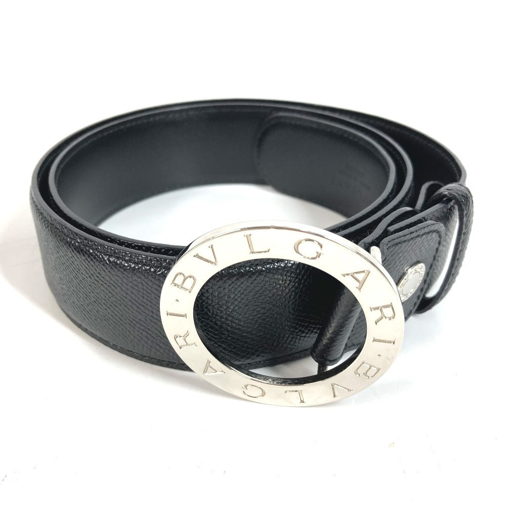 BVLGARI BVLGARI BVLGARI Logo Buckle Belt for Bottoms Leather Men's Black