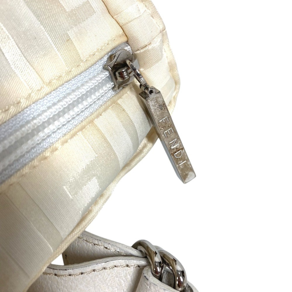 FENDI Zucca FF Logo Belt Bag Tote Bag Shoulder Bag Handbag Nylon Canvas/Leather Unisex White