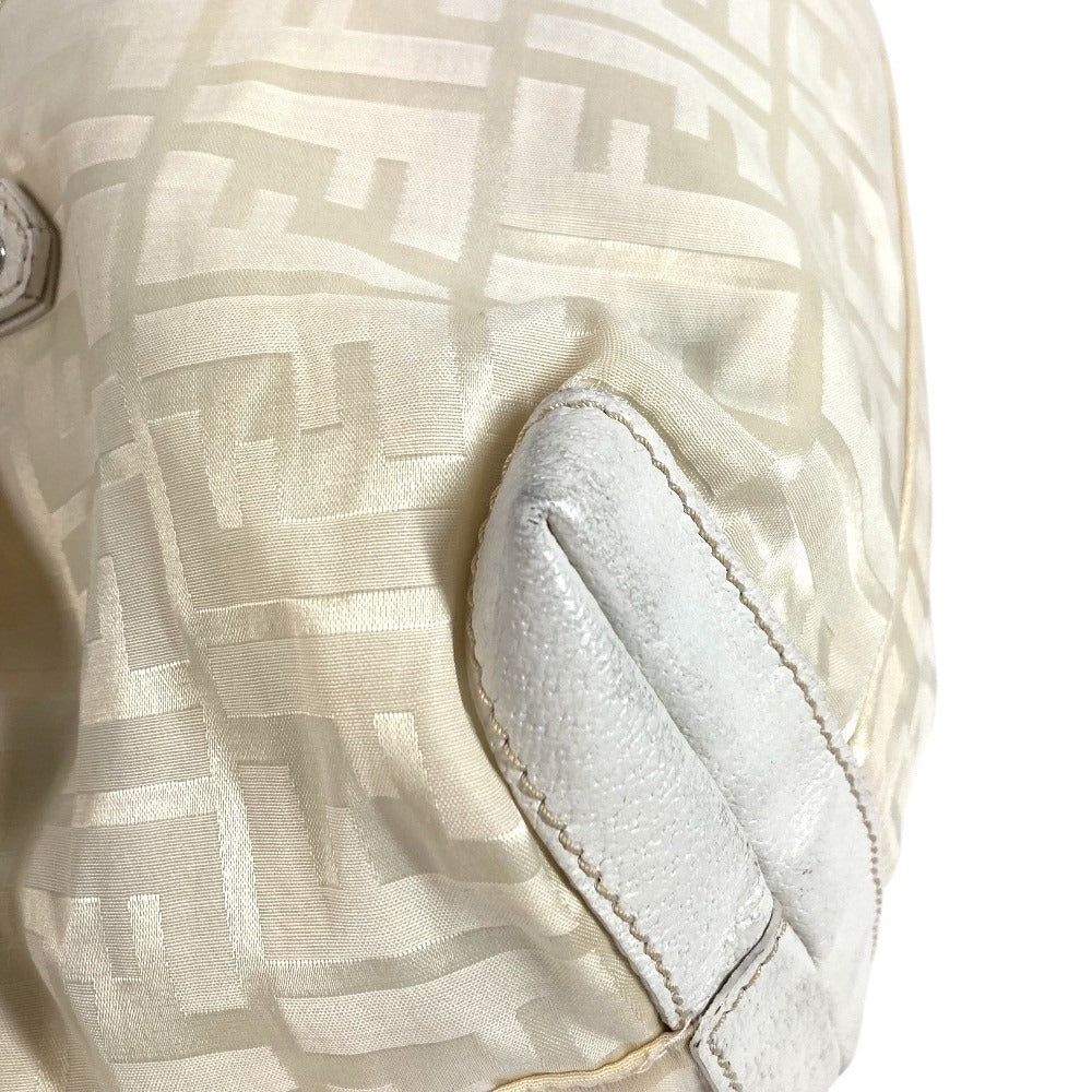 FENDI Zucca FF Logo Belt Bag Tote Bag Shoulder Bag Handbag Nylon Canvas/Leather Unisex White
