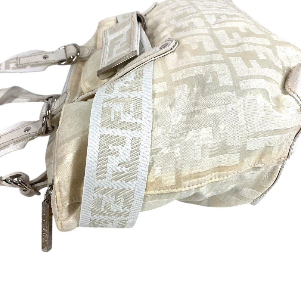 FENDI Zucca FF Logo Belt Bag Tote Bag Shoulder Bag Handbag Nylon Canvas/Leather Unisex White