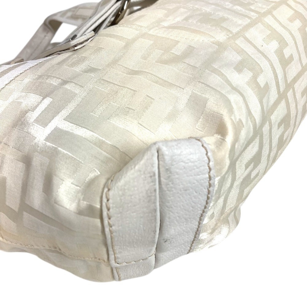 FENDI Zucca FF Logo Belt Bag Tote Bag Shoulder Bag Handbag Nylon Canvas/Leather Unisex White