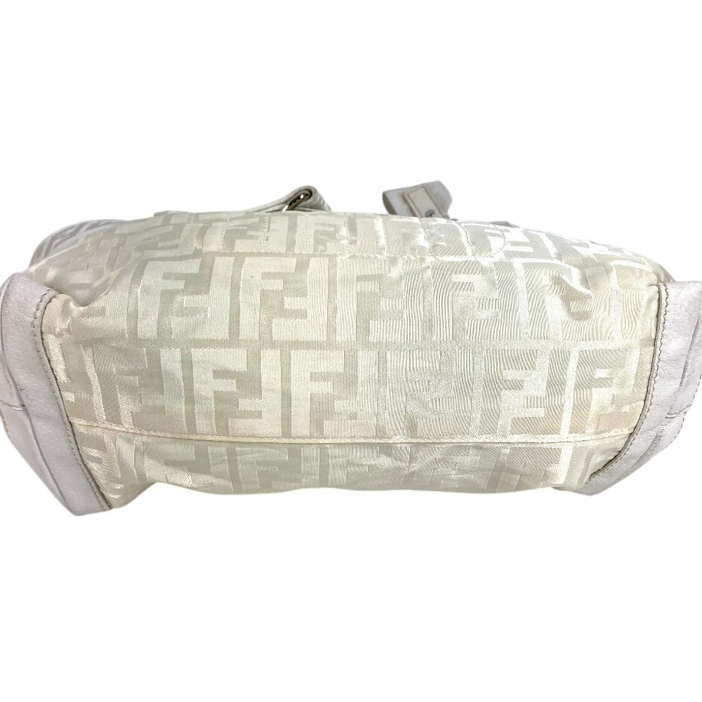 FENDI Zucca FF Logo Belt Bag Tote Bag Shoulder Bag Handbag Nylon Canvas/Leather Unisex White
