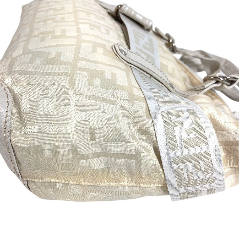 FENDI Zucca FF Logo Belt Bag Tote Bag Shoulder Bag Handbag Nylon Canvas/Leather Unisex White
