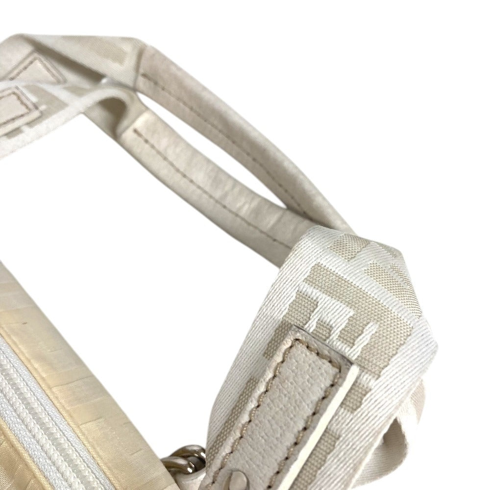 FENDI Zucca FF Logo Belt Bag Tote Bag Shoulder Bag Handbag Nylon Canvas/Leather Unisex White