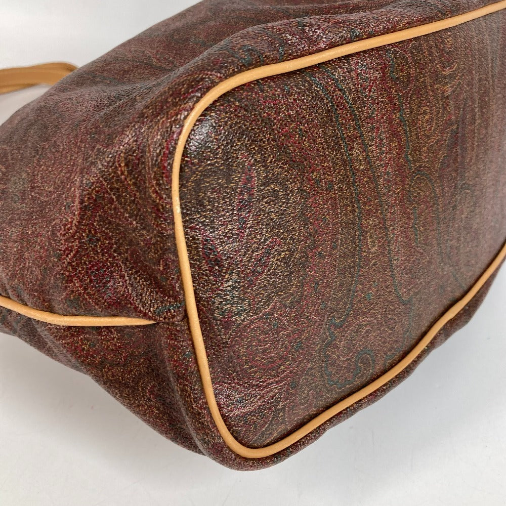 ETRO ペイズリー柄 ロゴ 肩掛け トートバッグ カバン ショルダーバッグ レザー/キャンバス ユニセックス ワインレッド系