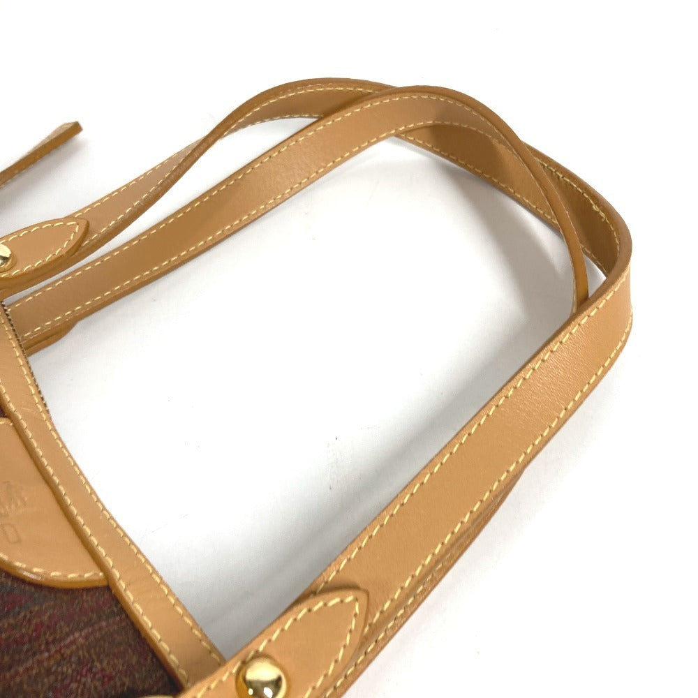 ETRO ペイズリー柄 ロゴ 肩掛け トートバッグ カバン ショルダーバッグ レザー/キャンバス ユニセックス ワインレッド系