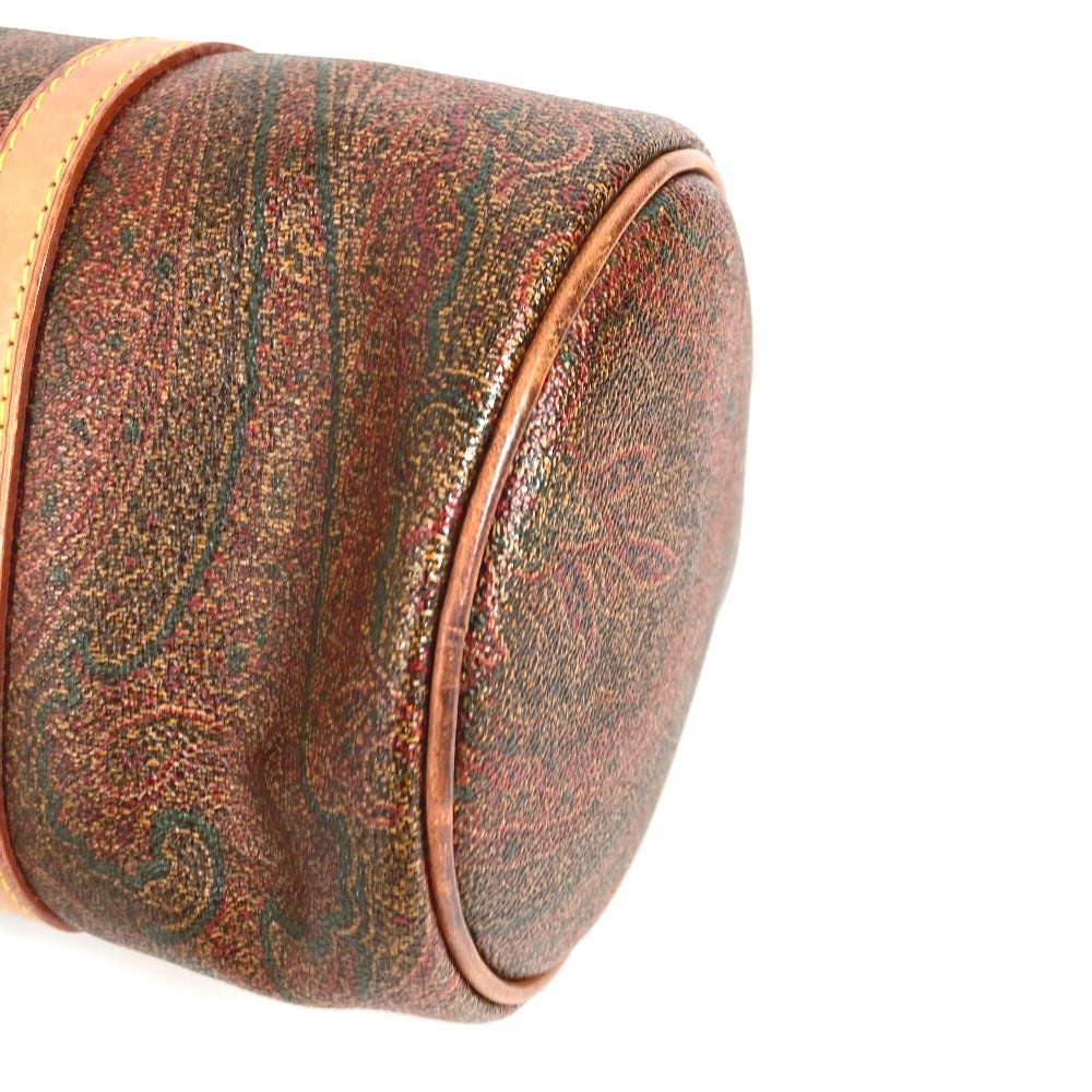 ETRO 筒形 ペイズリー柄 ロゴ 肩掛け ハンドバッグ カバン ショルダーバッグ レザー/キャンバス ユニセックス ワインレッド