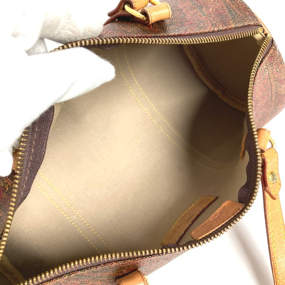 ETRO 筒形 ペイズリー柄 ロゴ 肩掛け ハンドバッグ カバン ショルダーバッグ レザー/キャンバス ユニセックス ワインレッド