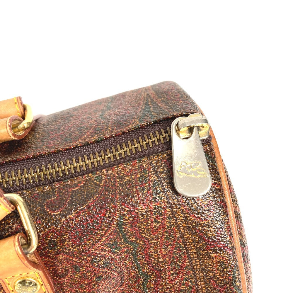 ETRO 筒形 ペイズリー柄 ロゴ 肩掛け ハンドバッグ カバン ショルダーバッグ レザー/キャンバス ユニセックス ワインレッド