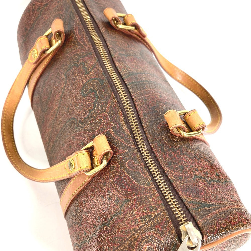 ETRO 筒形 ペイズリー柄 ロゴ 肩掛け ハンドバッグ カバン ショルダーバッグ レザー/キャンバス ユニセックス ワインレッド