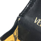 VERSACE ヴィンテージ サンバースト ロゴ 携帯ポーチ カバン 斜め掛け ポシェット フラップ チェーンバッグ ショルダーバッグ エナメル ユニセックス ブラック