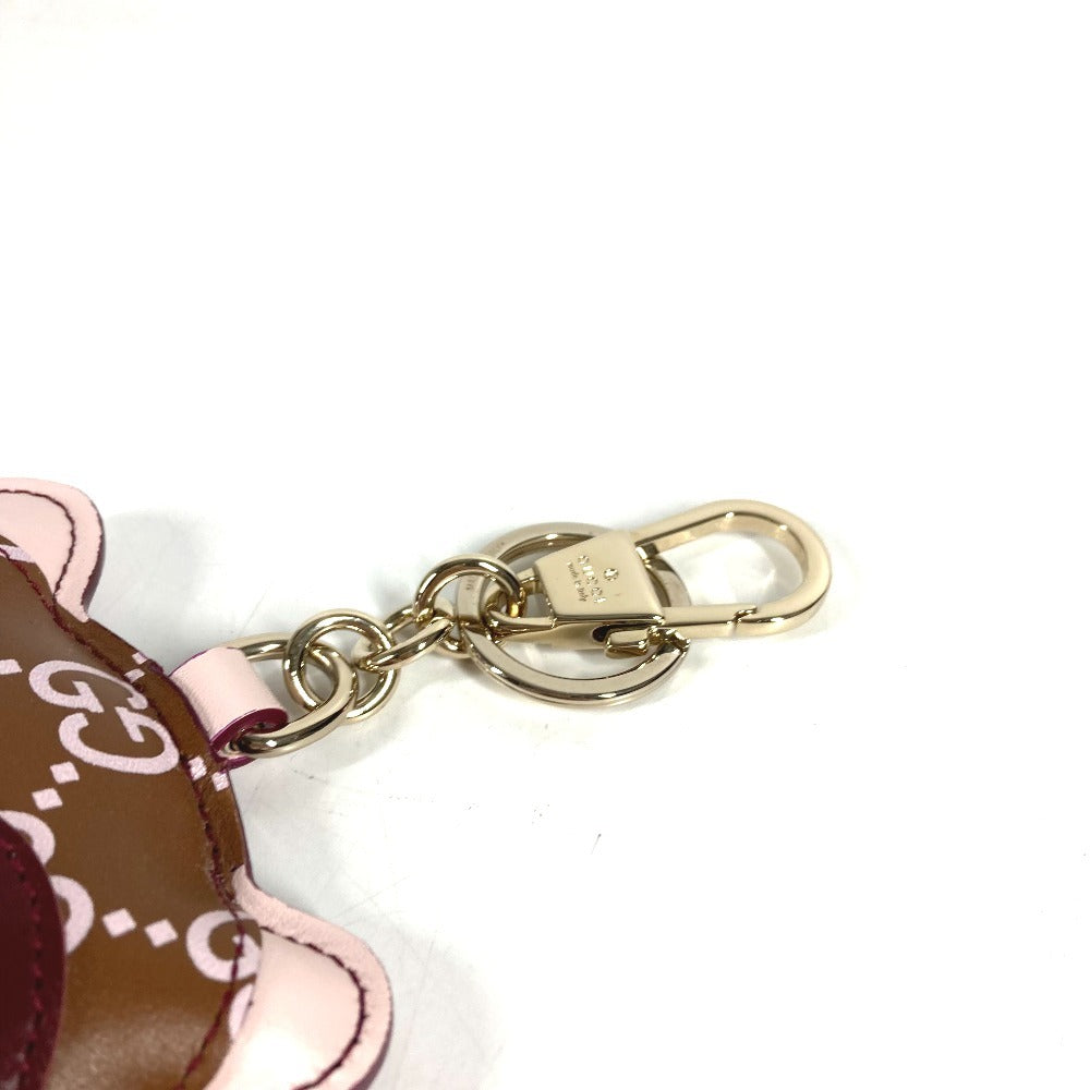 GUCCI ‎821890 GGエンブレム パンダ シェイプ チャーム バッグチャーム キーホルダー レザー ユニセックス ブラウン